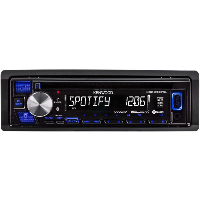 Kenwood KDC BT275U Single DIN CD Car Stereo Receiver with Bluetooth