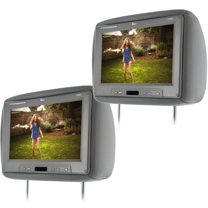 【未使用】 Luocute Headrest TFT-LCD グレー モニター Tview T110PL-GR 11.2 Inch Universal Headrest Monitor Pair - Grey