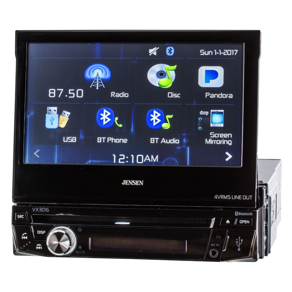 Jensen VX3016 Single DIN Flipout InDash Receiver with Bluetooth, DVD
