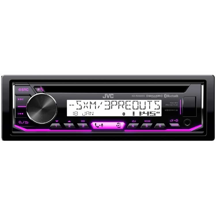 JVC Marine Powersports Single DIN W / Bluetooth Variable Color 4V CD Receiver
