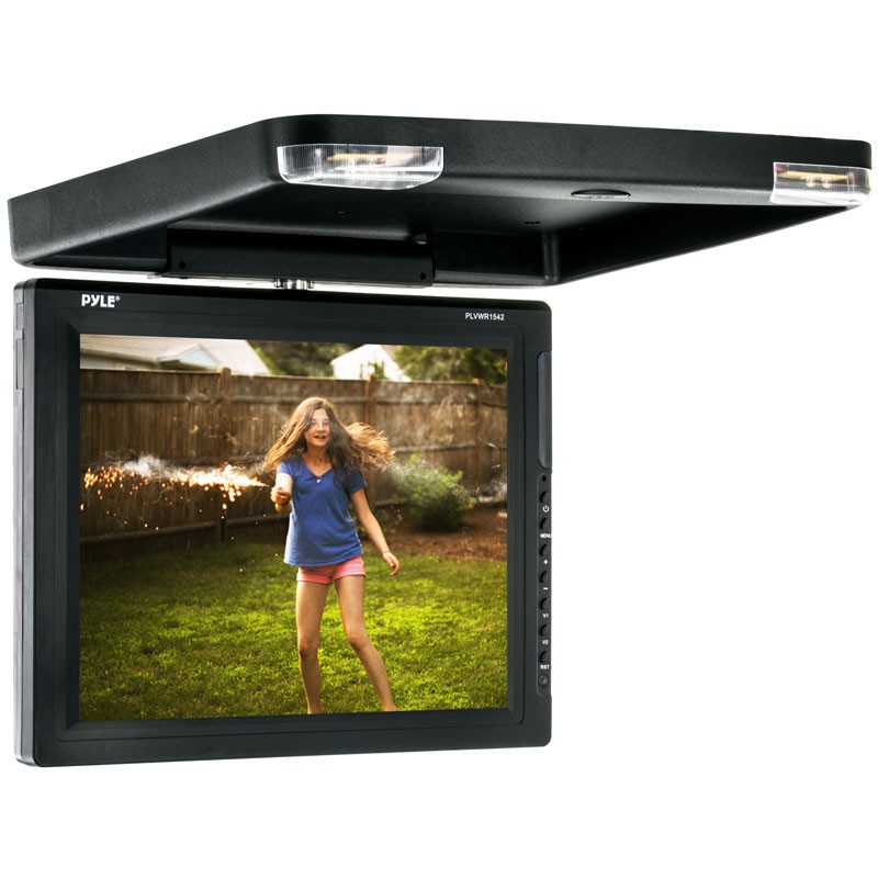 Pyle Plvwr1542 15 Inch Widescreen Roof Mount Flip Down Monitor And Ir Transmitter