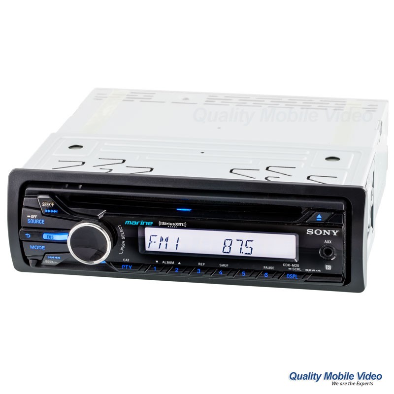 Sony CDXM20 Single DIN Marine CD Stereo Receiver with front Aux input