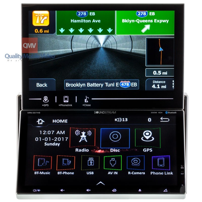 Soundstream Vrn Dd7hb Double Din Dual 7 Display Capacitive Touchscreen Receiver With Gps Navigation Bluetooth And Android Phonelink