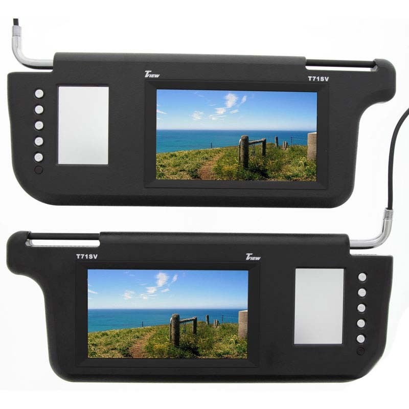 Tview T71SV 7 Inch TFT LED Sun Visor Monitor Pair with Make Up Mirror