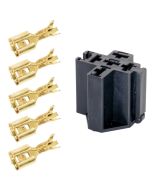 Quality Mobile Video BRSTP 12 VDC Automotive 5-Pin Relay Socket with interlock and (5) Crimp pins