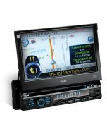 Boss Audio BV9969NV 7" Single-Din In-Dash Flip-Down DVD Receiver With Navigation & Bluetooth - Screen angled back