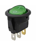 Quality Mobile Video 01001-G Fully illuminated SPST Round Rocker Switch - Green
