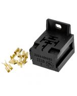 Quality Mobile Video RS102E 12 VDC Automotive 5-Pin Relay Socket with interlock, raw pins, and mounting tab