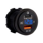 Accelevision USBR-QC Flush Mount Full size USB jack and USBC Jack for charging with built in voltmeter