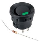 Accele 6405 SPST Round Rocker Switch with Green LED indicator