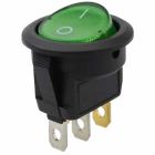 Quality Mobile Video 01001-G Fully illuminated SPST Round Rocker Switch - Green
