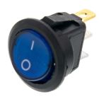 Quality Mobile Video 01001-B Fully illuminated SPST Round Rocker Switch - Blue