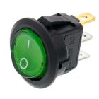 Quality Mobile Video 01001-G Fully illuminated SPST Round Rocker Switch - Green