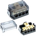 Raptor RDB1 4-Position Ground Distribution Block with (1) 4 AWG input and (4) 8 AWG outputs