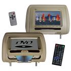 Tview T737DVPLTAN 7 Inch Universal Headrest Monitor with Single DVD Player and Slave screen - Tan