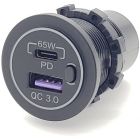 Accelevision USBR-QCW65 Flush Mount Full size USB jack and USBC Jack with 65Watt Fast Charging