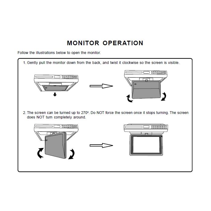 Audiovox VE927 Under Cabinet 9 inch Swivel LCD Monitor Drop