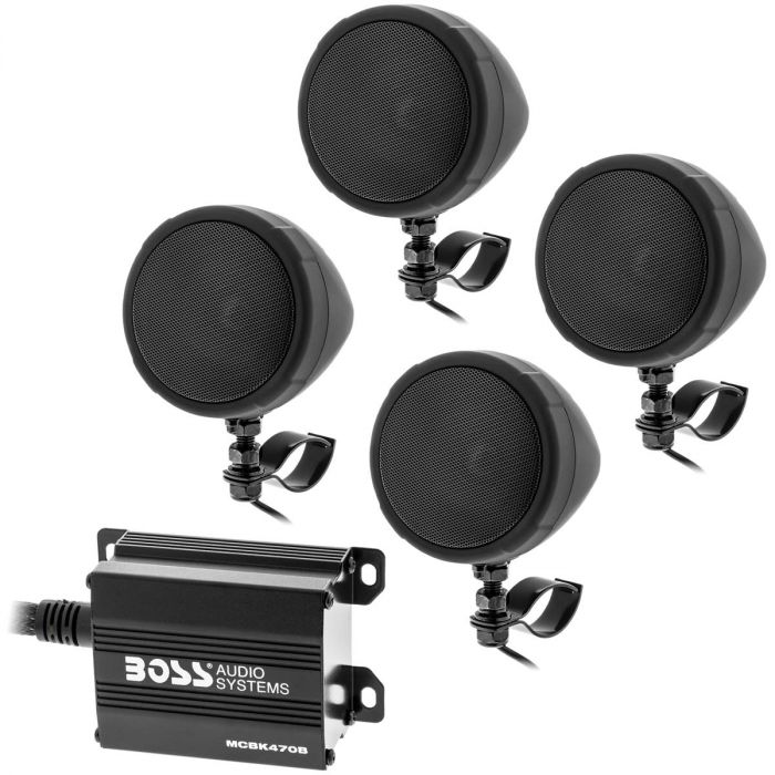 Boss Audio MCBK470B Black Motorcycle/ATV Sound System with Bluetooth Audio  Streaming