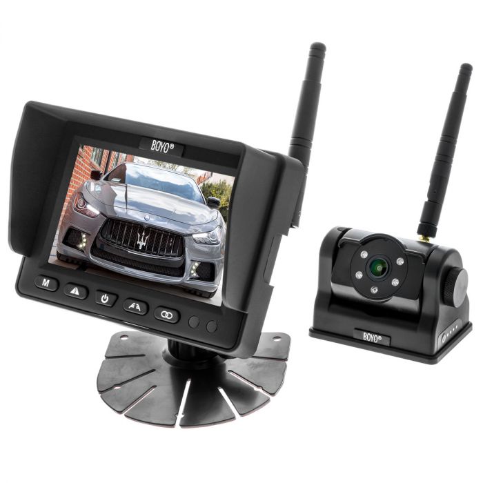 Wireless 5 Car Rear view Monitor+Magnetic Suction Cup+License Plate Mount Camera 