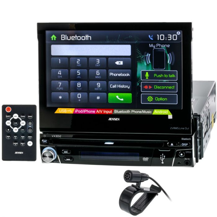 Jensen VX3012 Single DIN Flip-out Bluetooth In-Dash DVD/CD/AM/FM Car Stereo  w/ 7 High-res Touchscreen