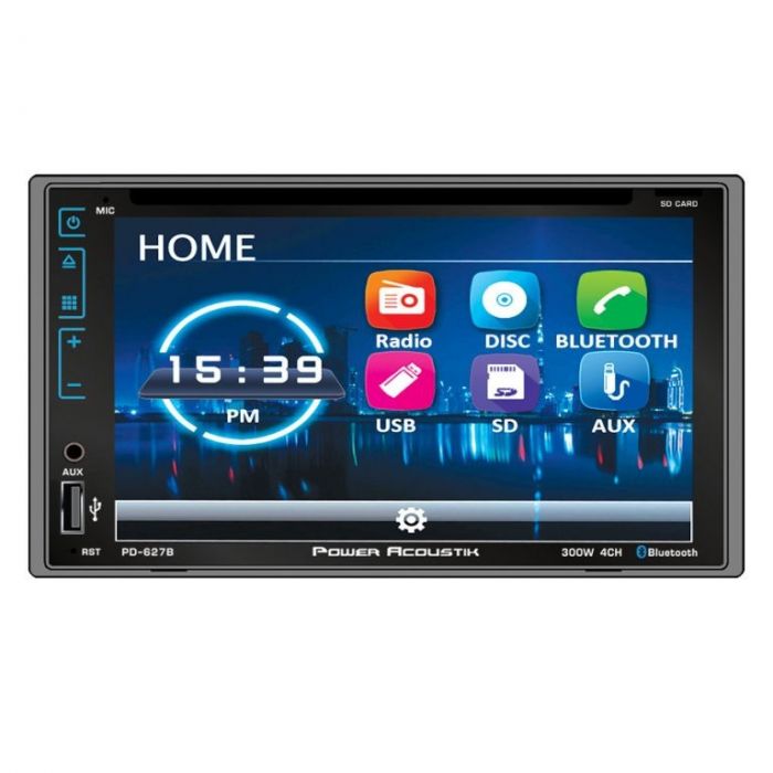 Power Acoustik PD-627B Double DIN 6.2 inch In-Dash DVD/CD/SD/AM/FM Receiver  with Bluetooth and Capacitive Touchscreen