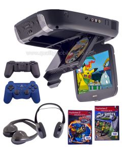 Discontinued - Advent by Audiovox ADV10PS2 Overhead Flip Down 10.2 inch LCD Monitor with Sony Playstation2 DVD Game Console, PS2 Games, Headphones and Controllers