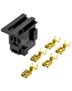 Quality Mobile Video RS103E 12 VDC Automotive 5-Pin Mini Relay Socket with interlock, raw pins, and mounting tab