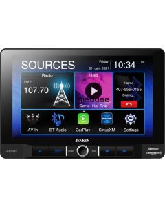 Jensen CAR910X Single DIN Digital Media Receiver with 9" Floating Capacitive Touchscreen, Apple Carplay, Android Auto and SiriusXM Ready