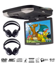 Clarion VT1500B 15.4 inch widescreen LCD Overhead Roof Mount Flip Down Color Monitor with DVD Multimedia Player, Built In IR Transmitter and AUX