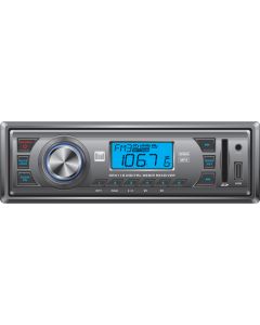 Dual XR4110 Mechless 60 Watt Single DIN AM/FM Receiver with USB SD Card Reader and Aux In