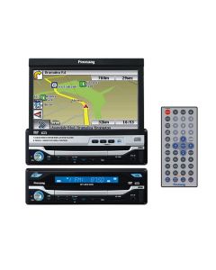Freeway DT-05312N Single DIN 7.0 Inch In Dash DVD Multimedia Motorized Touchscreen LCD Monitor w/ GPS Navigation, Bluetooth, AUX, USB