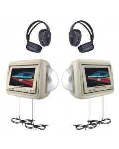 DISCONTINUED - Power Acoustik H-9BG 9 Inch Universal Replacement Headrest TFT LCD Monitor Single Pre-Loaded - Tan