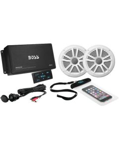 Boss Audio ASK902B-6 Marine Amp with Bluetooth and Marine Speakers Package