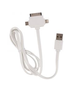 iStuff IFU-3IN1-WH3 3 in 1 USB Male to 8 Pin Lightening + 30 Pin Apple + Micro USB Cable - Top