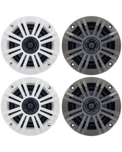 Kicker 41KM44CW KM Series 4 inch 2-Way 4 Ohm Coaxial Marine Speakers - Charcoal and White