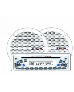 Dual MXCP51 Marine 200 Watt Single DIN CD/MP3/WMA Receiver with Detachable Face and 6.5 Inch Dual Cone Speakers Combo Package