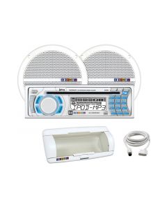 Dual MXCP65S1 Marine 200 Watt Single DIN CD/MP3/WMA Receiver with Motorized Detachable Face, Splashguard, iPod Cable and 6.5 Inch Speakers Combo Pack