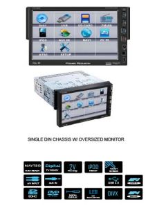 DISCONTINUED - Power Acoustik PTID-7000NR 7 Inch Single Din Motorized Front Panel TFT LCD Detachable Touch Screen Monitor with AV Source Unit