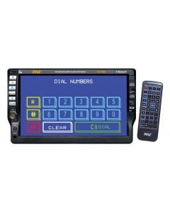Pyle PLD70BT Single DIN In Dash 7 Inch Motorized Touchscreen LCD Monitor with Bluetooth, 80W x 4 DVD Multimedia Receiver, USB and SD Slots