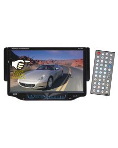 Pyle PLD7MU Single DIN In Dash 7 Inch Motorized Touchscreen LCD Monitor with 80W x 4 DVD Multimedia Receiver, USB and SD Slots