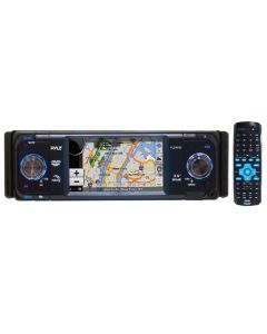 Pyle PLDNV36 Single DIN 3.5 Inch In Dash Motorized Touchscreen LCD Monitor with DVD Multimedia Player, GPS Navigation, USB and SD Slots