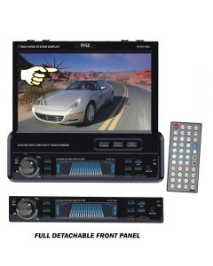 DISCONTINUED - Pyle PLTS77DU Single DIN In Dash 7 Inch Motorized Touchscreen LCD Monitor with DVD Multimedia Receiver, USB and SD Slots