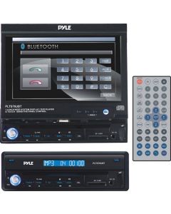 Pyle PLTS78UBT Single DIN In Dash 7 Inch Motorized Touchscreen LCD Monitor with DVD Multimedia Receiver, Bluetooth, USB and SD Slots
