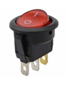 Quality Mobile Video 01001-R Fully illuminated SPST Round Rocker Switch - Red