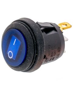 Quality Mobile Video 01006-B 10Amp LED illuminated SPST Round Rocker Switch - Blue