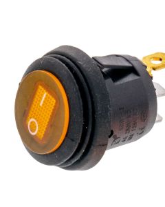 Quality Mobile Video 01006-O 10Amp LED illuminated SPST Round Rocker Switch - Orange