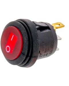 Quality Mobile Video 01006-R 10Amp LED illuminated SPST Round Rocker Switch - Red