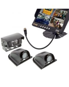 Safesight SC9002Q3 Universal 7 inch Quad Control LCD Monitor and RV Back Up Color CCD Camera System with 1 pc SC0104 and 2 pcs SC0102 Cameras