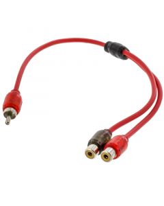 T-Spec V6RCA-Y2 V6 Series Two-channel RCA Audio Y-Cable in Red with One-male and Two-female Connectors