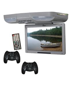Tview T138DVFDGR 12.1 Inch Overhead DVD player with USB/SD card reader and Wireless game controllers - Grey